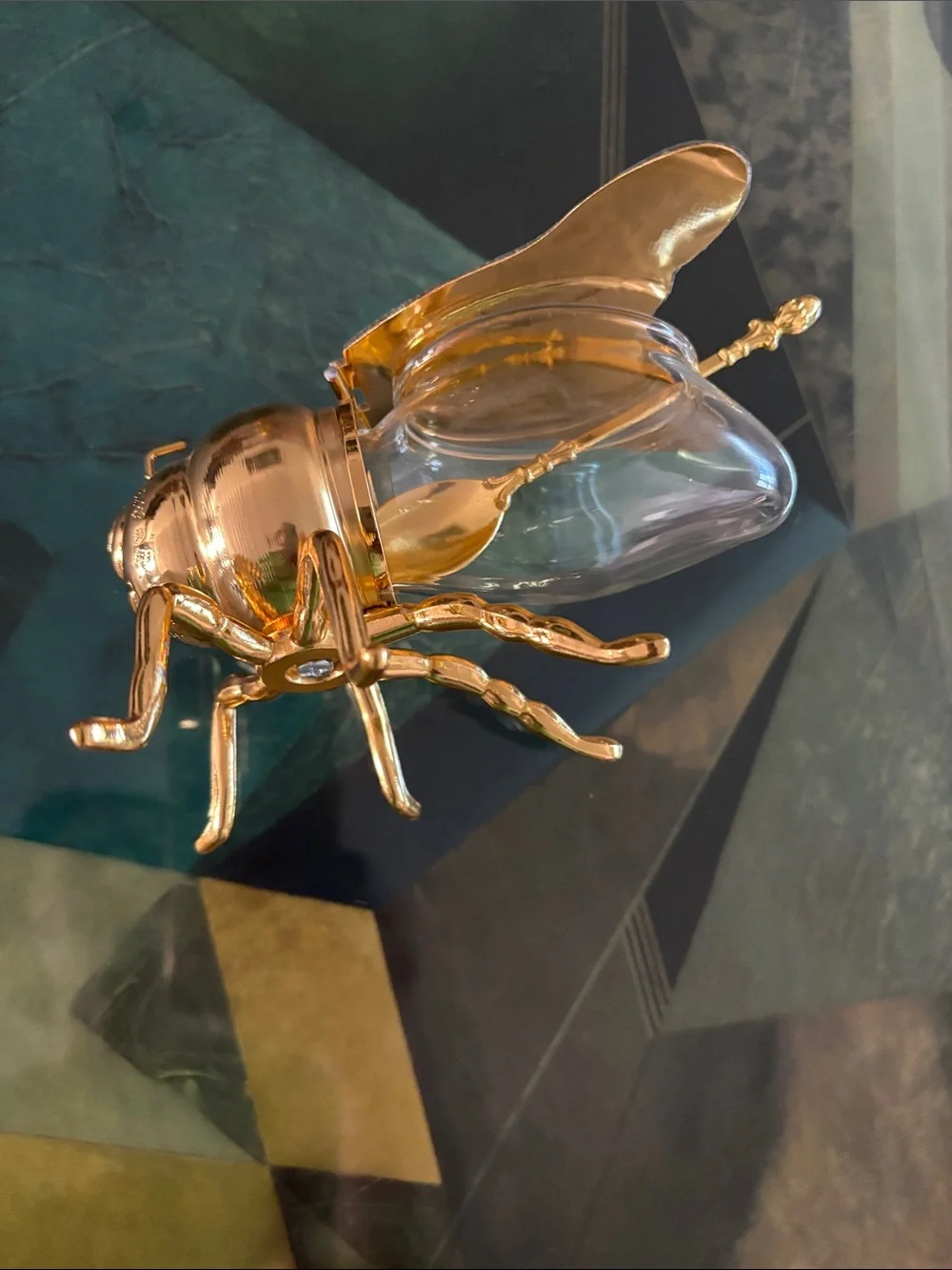 Gold and Crystal Beetle Decorative Trinket Box - Home Accents can use for honey